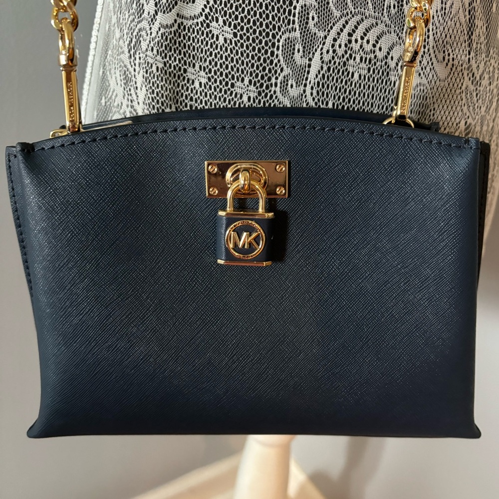 Michael Kors Saffiano Blue Leather Cross Body Bag